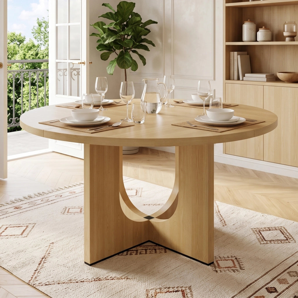 Tavolo da pranzo rotondo, 120 x 120 x 75 cm, per 4-6 persone, color rovere