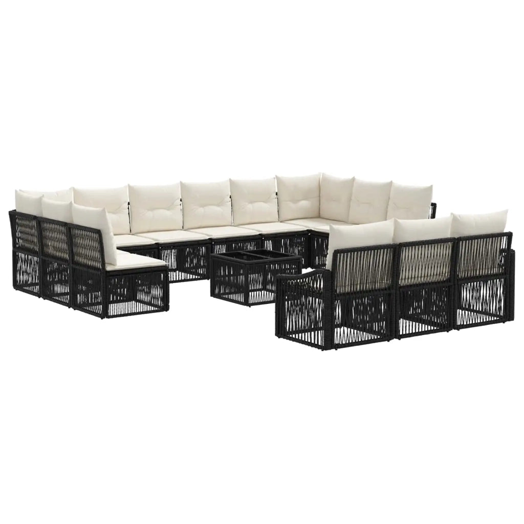 Set Divano da Giardino 14 pz Nero polyrattan 3436159