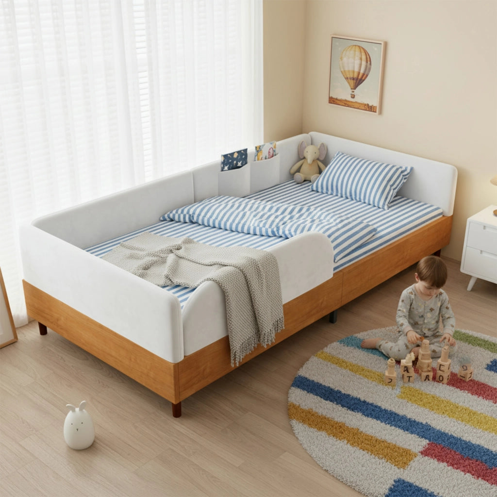 Letto imbottito funzione contenitore velluto bianco 90x200 cm