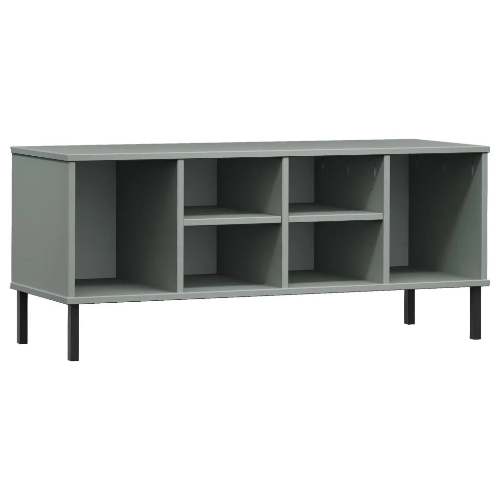 Scarpiera Gambe Metallo-Scaffale per scarpe-Armadietto contenitore Grigio 106x35x45cm Legno Massello OSLO