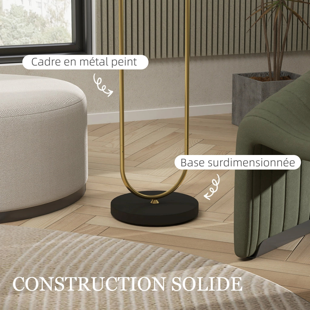 Lampada da terra con paralume in lino ¨C Xylo ¨C E27 dorato e nero 156 cm