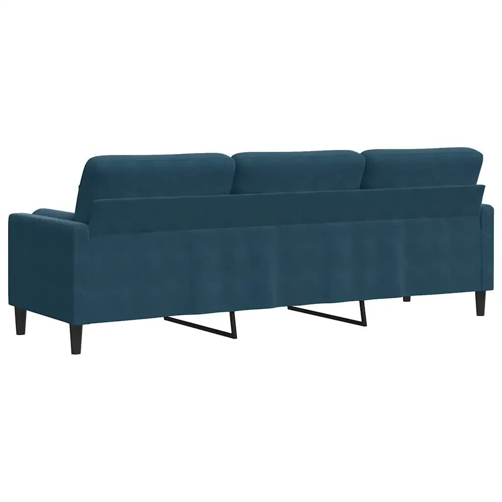 Divano a 3 Posti con Cuscini Blu 210 cm in Velluto 3278248