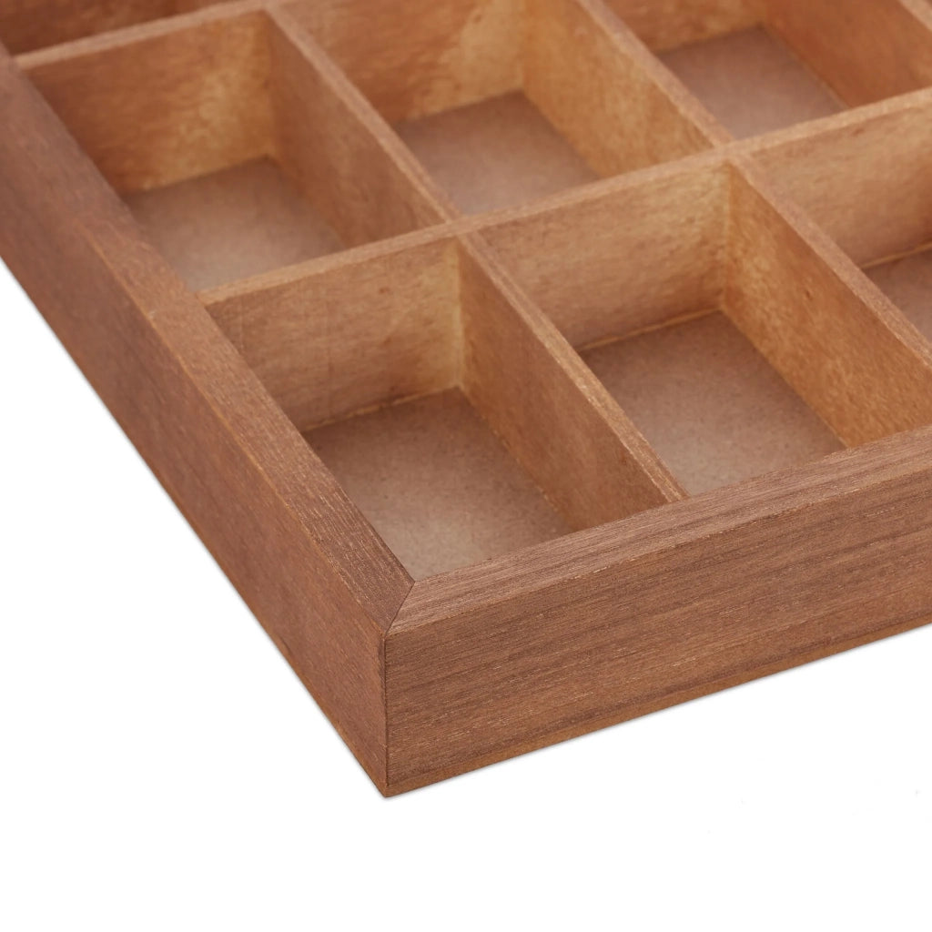 Scatola di smistamento quadrata aperta contenitore 15 scomparti versatile ufficio cucina in legno naturale 13_0013799
