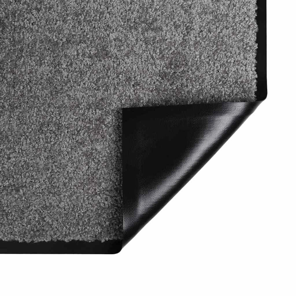 Tappetino da porta rettangolare moderno antiscivolo 60 x 40 x 1.2 cm in tessuto teddy grigio chiaro 02_0059004