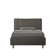 BS COM Letto una piazza e mezza con rete imbottito 110x210 microfibra grigio