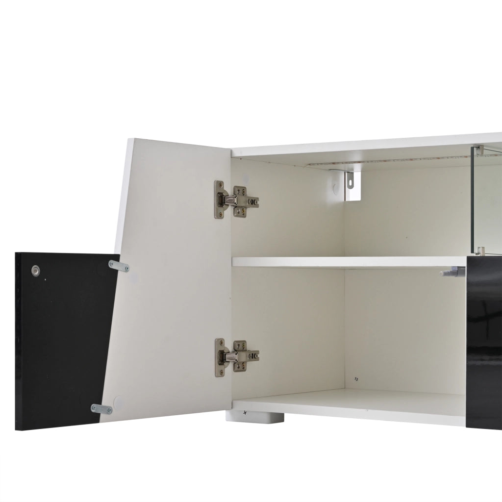 Mobile porta TV 180 cm bianco e nero con illuminazione integrata