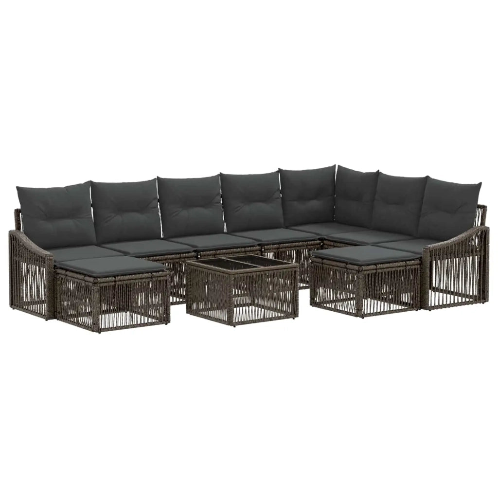 Set Divano da Giardino 10 pz Grigio polyrattan 3436196