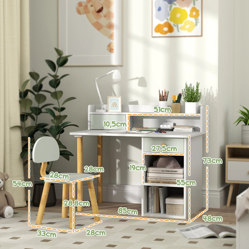 Scrivania bambini con sedia e cassetti ¨C Xylo ¨C verde 85x48x73 cm