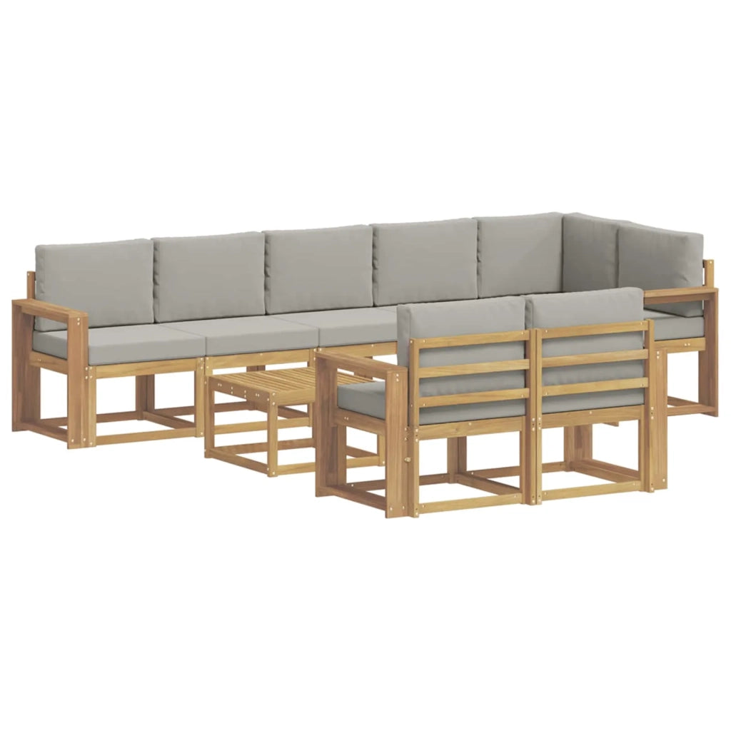 Set di divani da esterno 9 pz Bianco e Grigio Chiaro 3387845