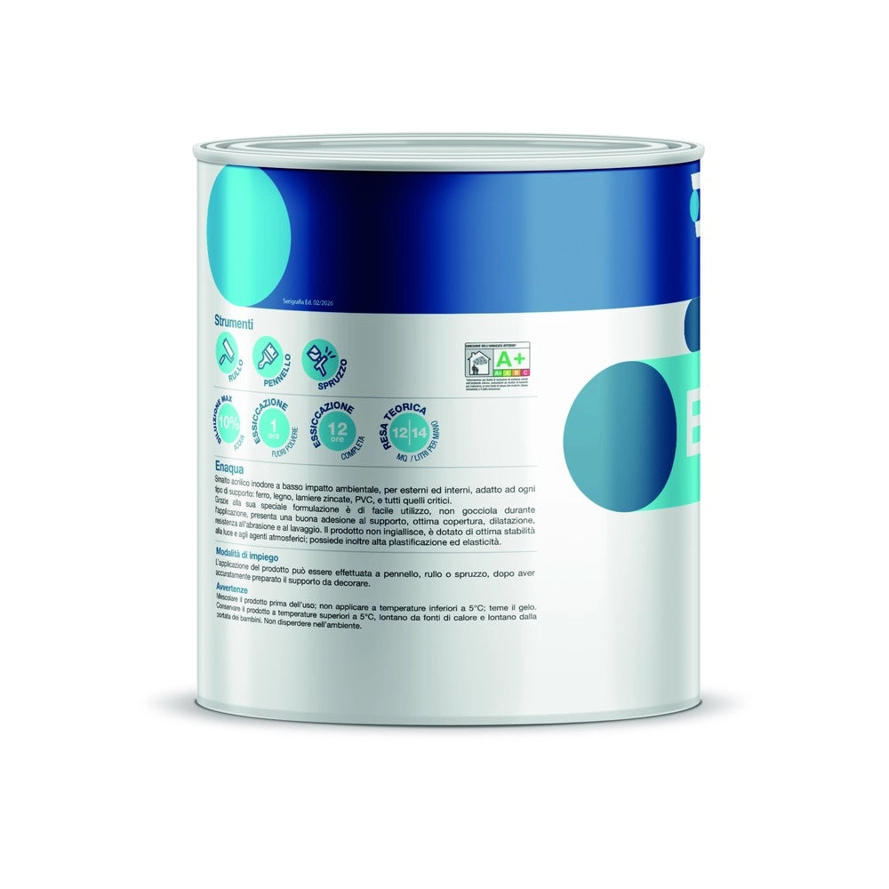 Damas enaqua lucido smalto acrilico all'acqua ferro legno pvc *** formato 0,750 lt, colore- bianco, confezione 1