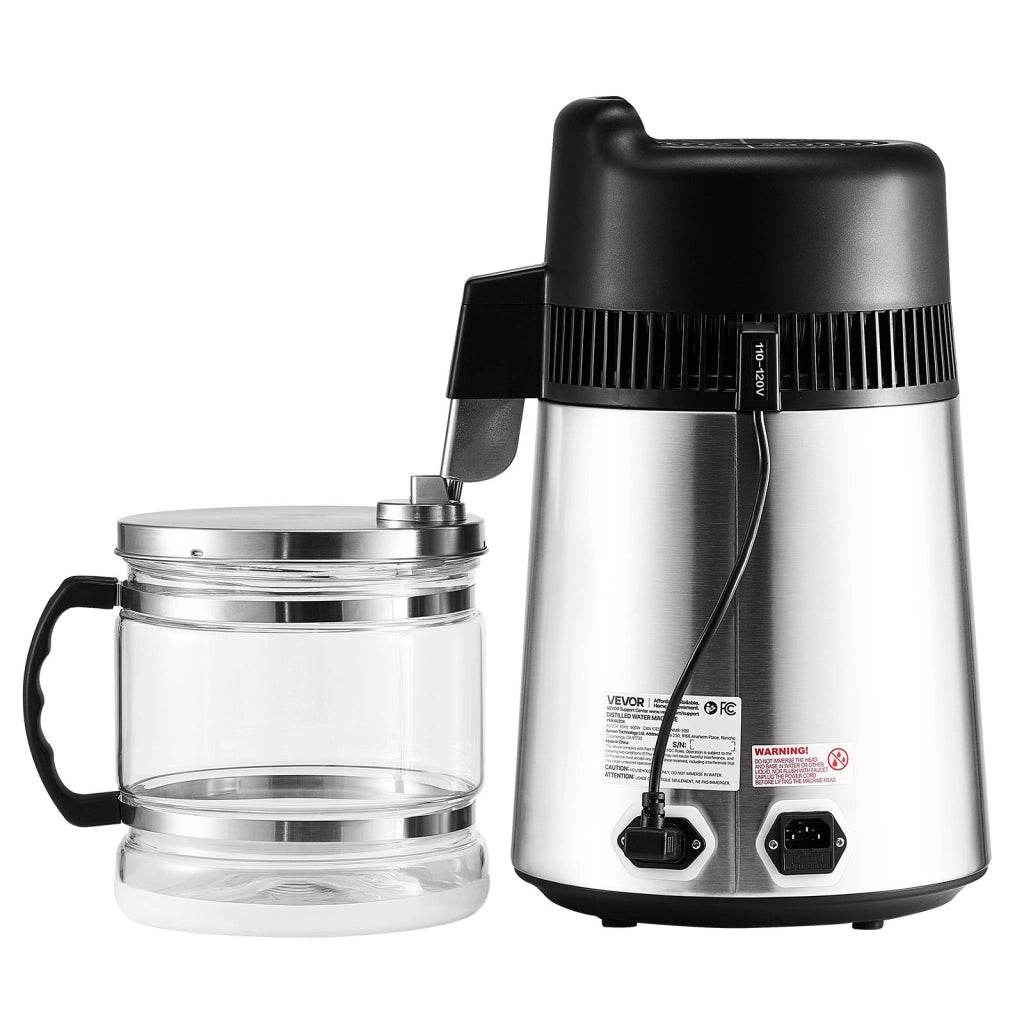 Distillatore d'acqua da banco 6 L 900 W YMK60208 in acciaio inox 304 e vetro, purificatore robusto e facile da usare per uso domestico e cucina