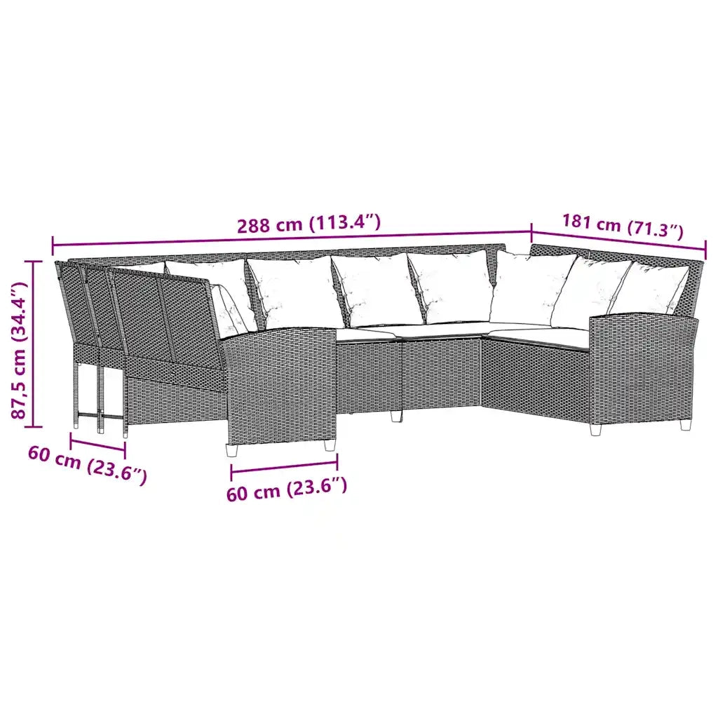 Divano da Giardino con Cuscini in Polyrattan Beige 3365333