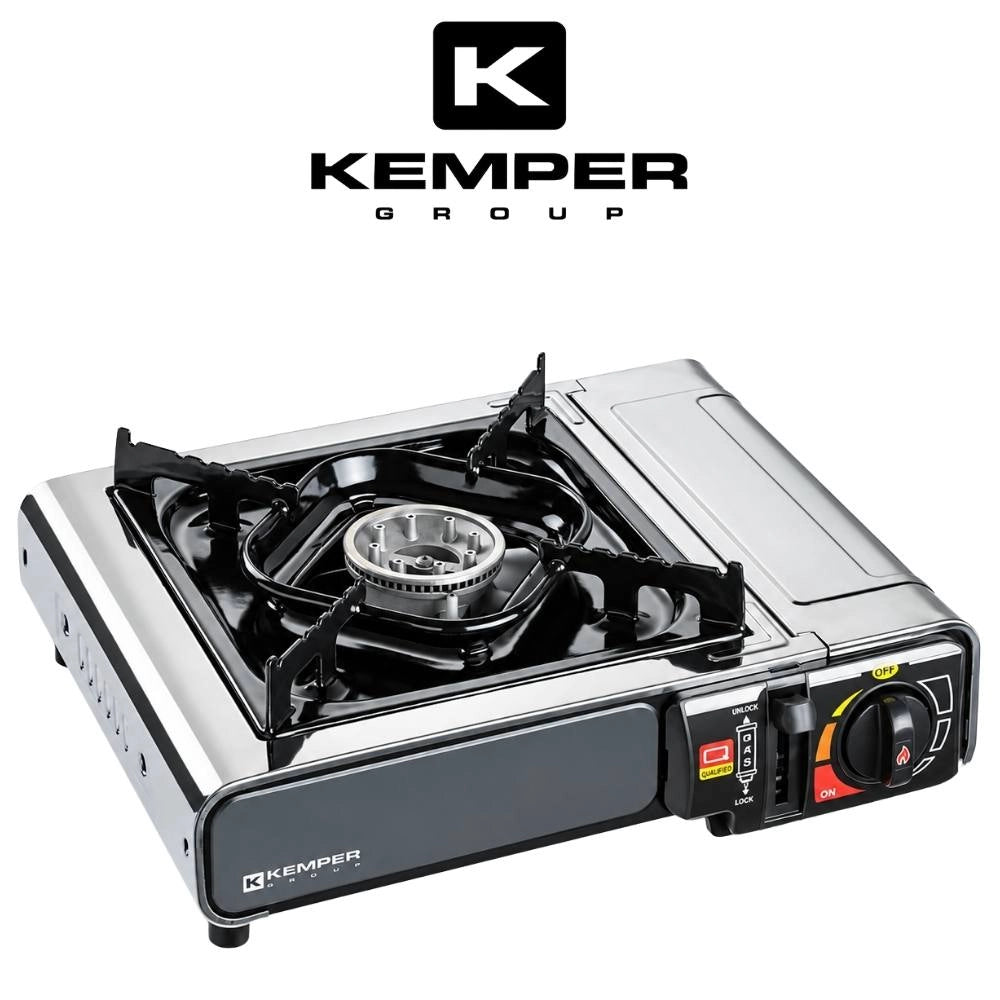 Kemper fornello portatile per cartuccia 577 grigio acciaio inox protetto dal surriscaldamento 160 g/h 2,2 kw 2200 watt