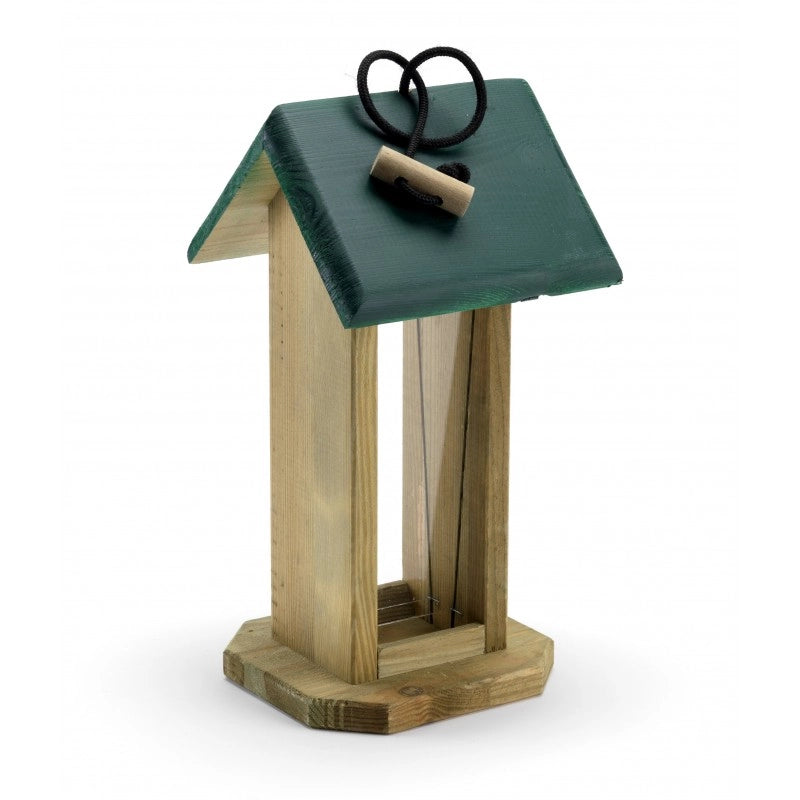 Mangiatoia per uccellini Lizzy in legno di conifera naturale con base rialzata - bird feeder outdoor giardino balcone