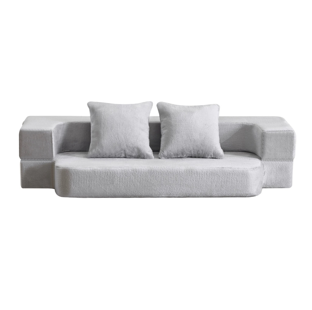 Divano letto 190x102x42 cm in schiuma grigio chiaro, trasformabile,