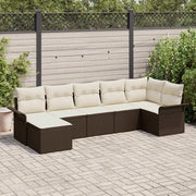 Set Divano da Giardino con cuscino 7 pcs Marrone polyrattan 3345448