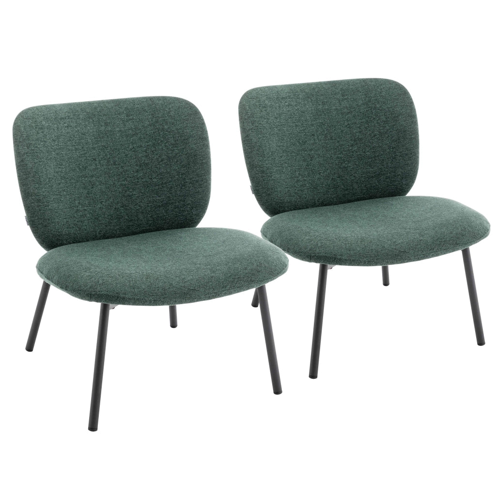 Oviala - Set di 2 poltrone relax in acciaio e tessuto verde scuro