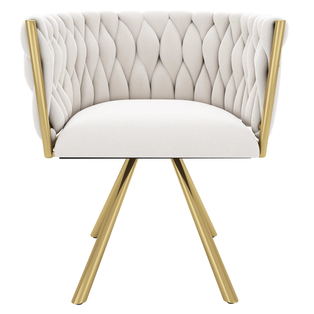 SEDIA Girevole 360° Set da 4 pezzi in velluto Beige e Oro