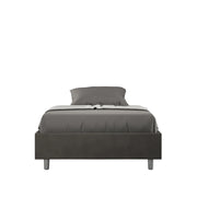 BS COM Letto una piazza e mezza contenitore imbottito 110x200 microfibra grigio