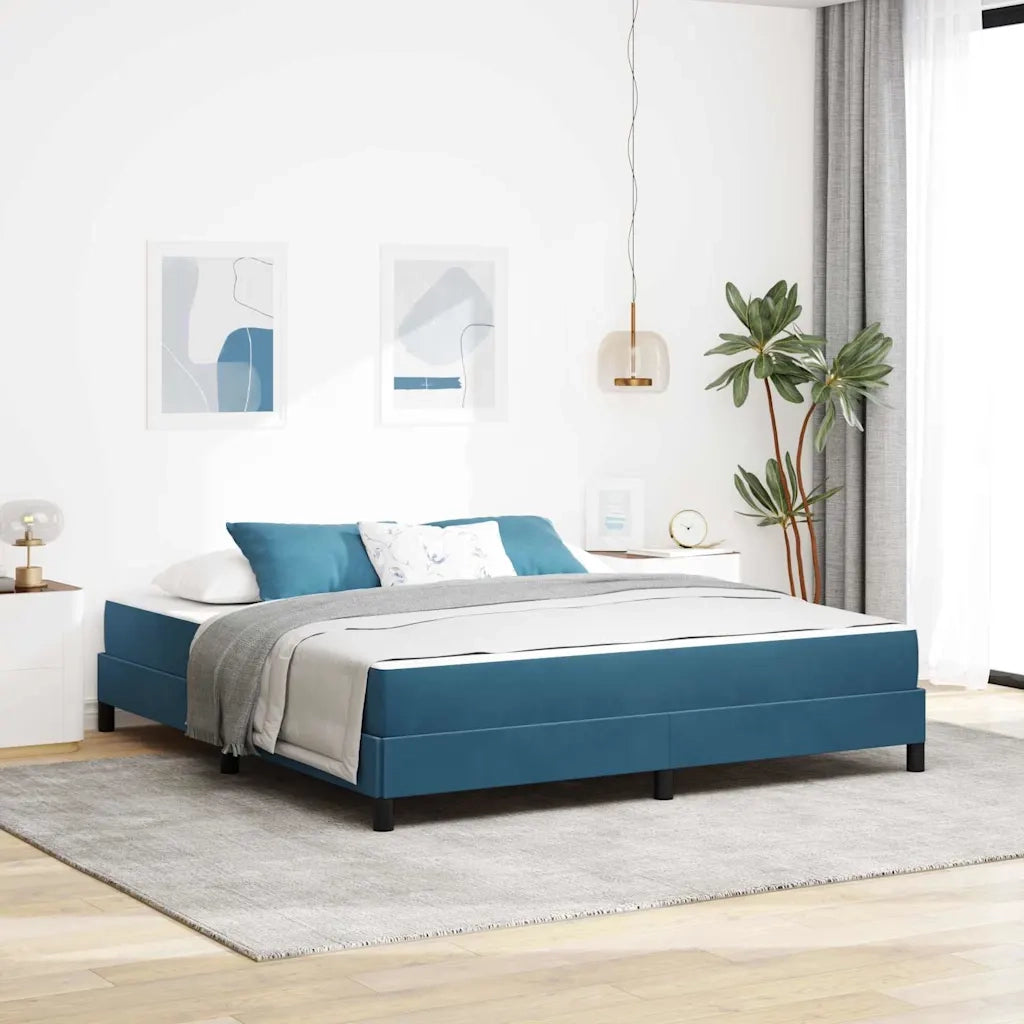 Letto a molle con materasso Blu Scuro 180 x 200 cm Tessuto