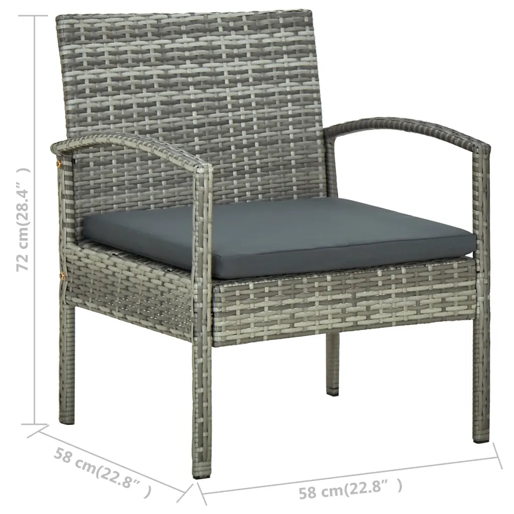 Sedia da Giardino con Cuscino in Polyrattan Grigio 45796