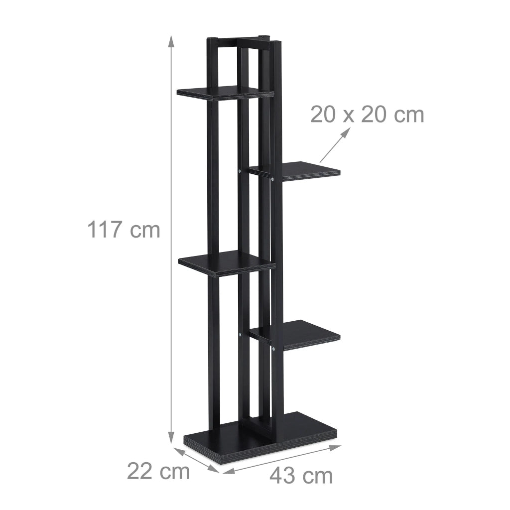 Scaffale per piante a scala 117 x 43 x 22 cm supporti robusti design contemporaneo in acciaio nero 13_0011041