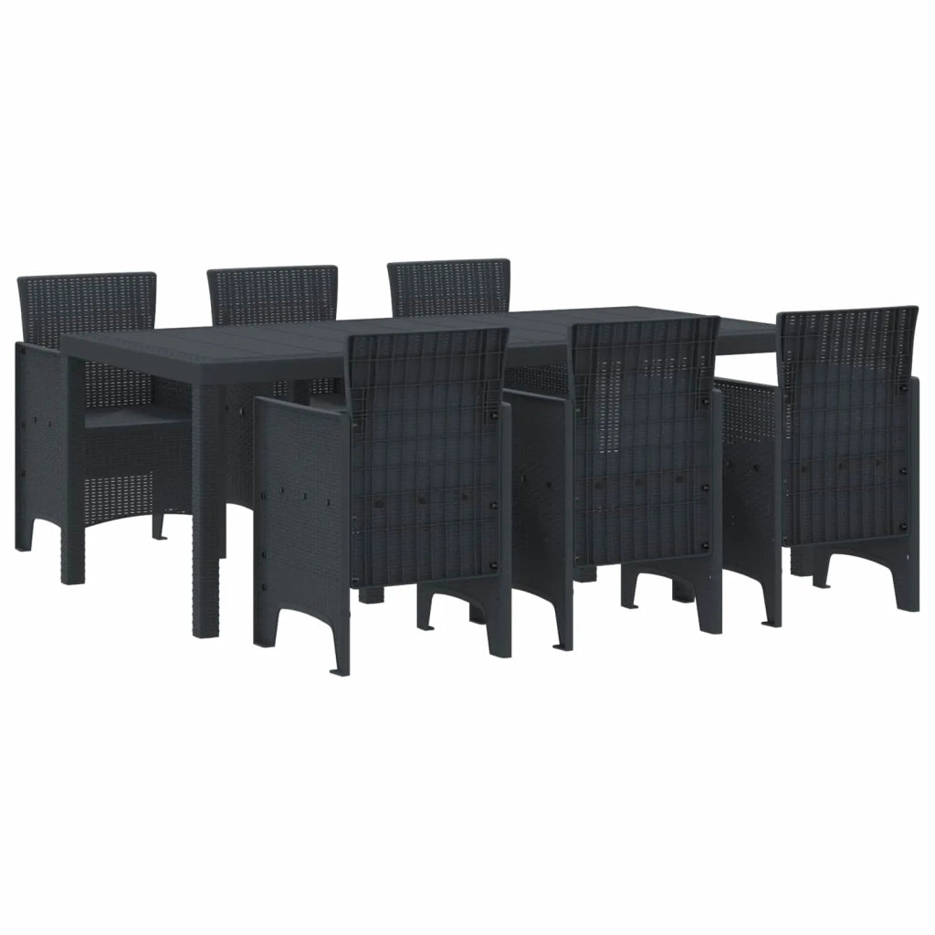 Set da Pranzo per Giardino 7 pcs Antracite Polipropilene