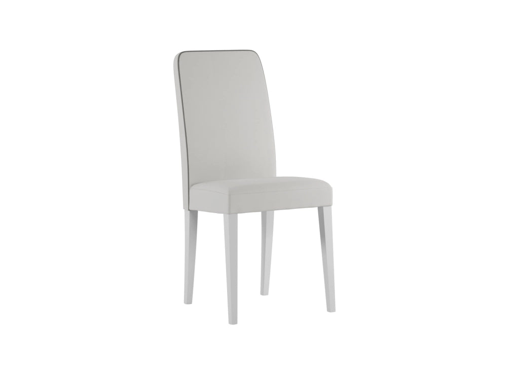 Sedia Anita in Similpelle Bianca e Grigia con Gambe in Legno di Faggio Laccato, Seduta Confortevole e Design - Ombrellificio