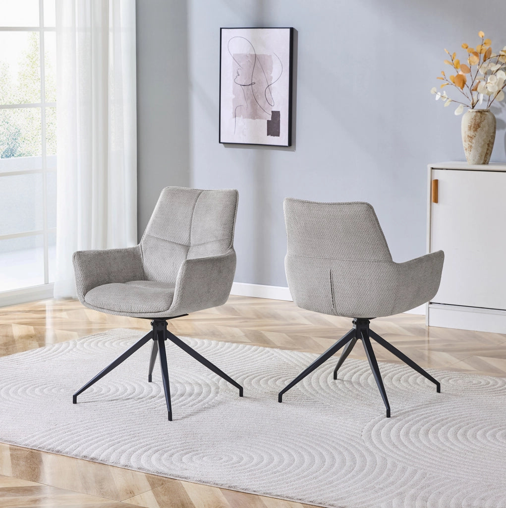 SEDIA girevole 360° in tessuto grigio e metallo nero
