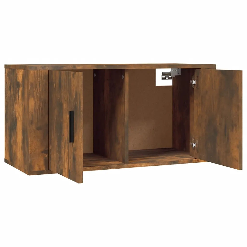 Mobili Porta TV a Parete 2 pz-Set di 2 Credenza per TV sospesa Rovere Fumo 80x34,5x40 cm
