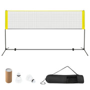 Set di racchette da badminton con 2 volani tappi per piedi, Set di rete da badminton regolabile 310x102x89-155cm Giallo