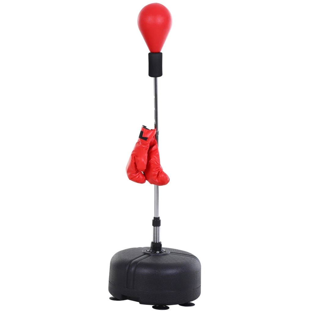 Punching ball con base ULEVR regolabile 136-154 cm, base con ventose zavorrabile, nero