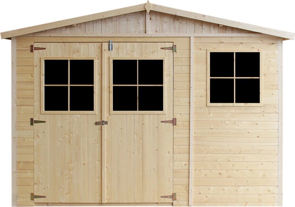 TIMBELA M335+M335G Casa da giardino in legno naturale CON PAVIMENTO IMPREGNATO A226x316x324 cm/9 m²