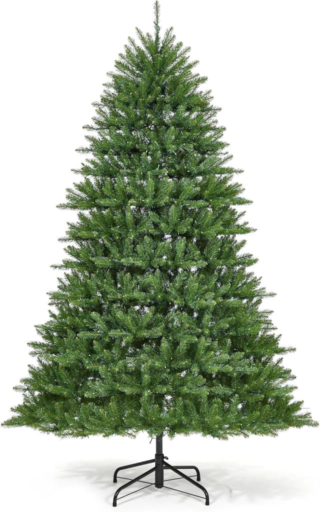 Albero di Natale Effetto Abete 225cm con 2257 Rami in PE e PVC e Robusta Base Metallica