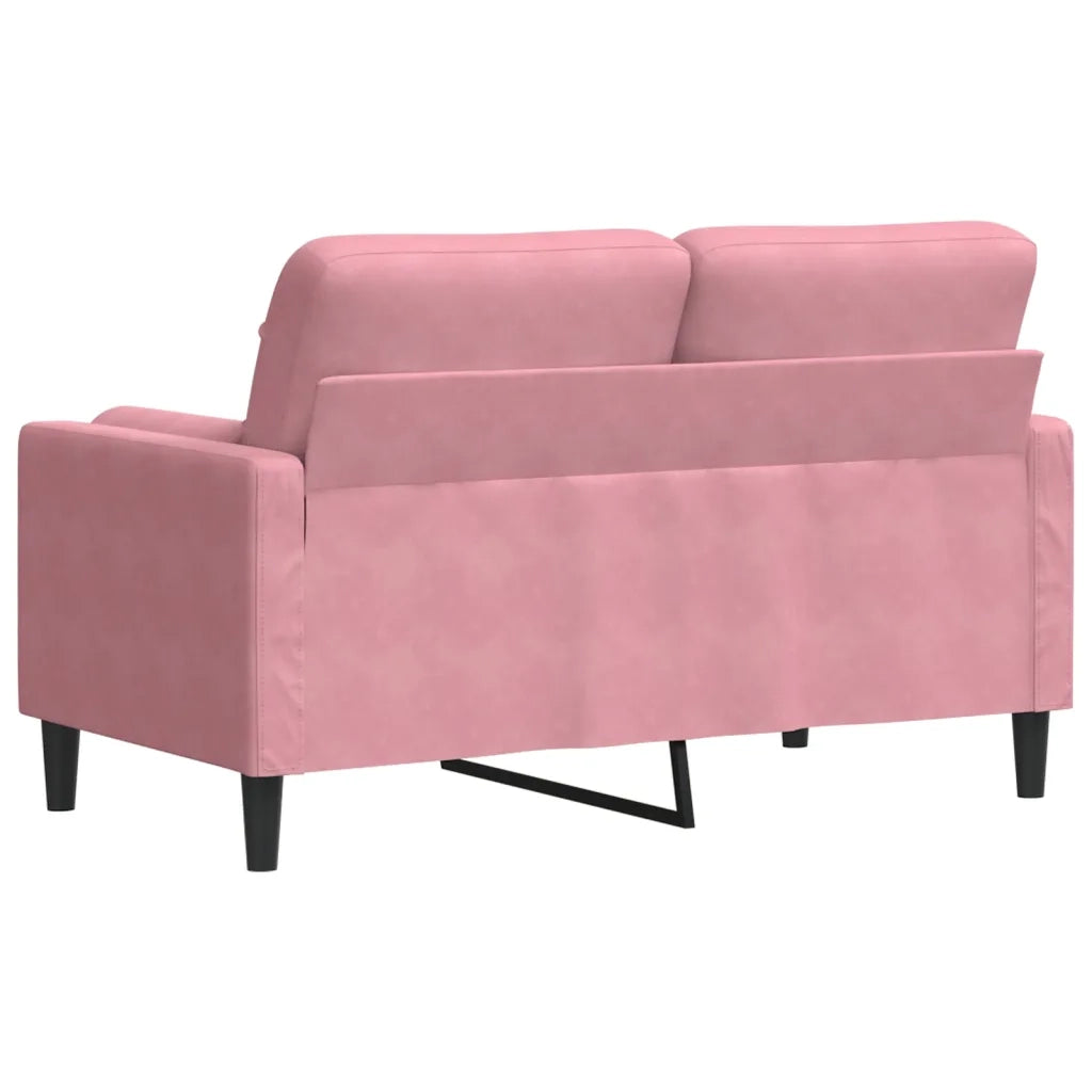 Divano a 2 Posti con Cuscini Rosa 120 cm in Velluto