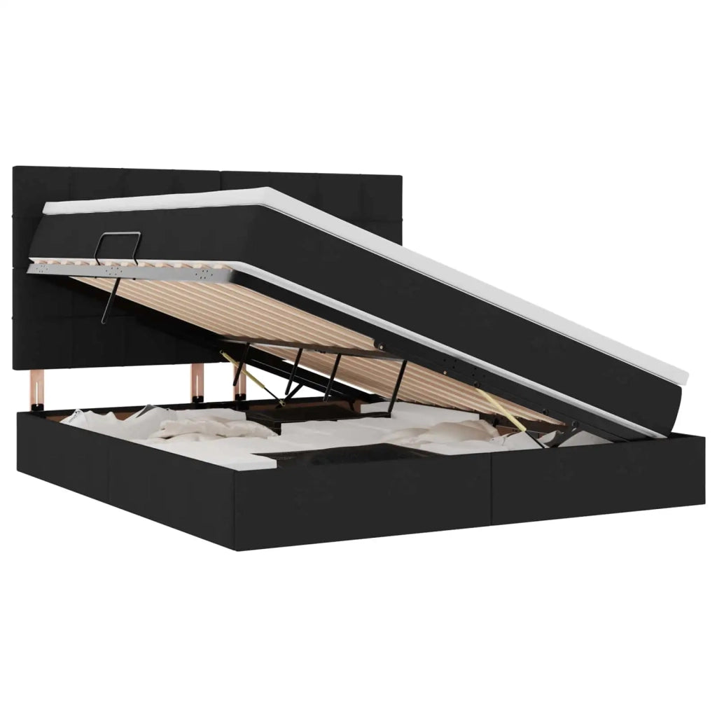 Letto con contenitore e LED Nero 180 x 200 cm Poliestere