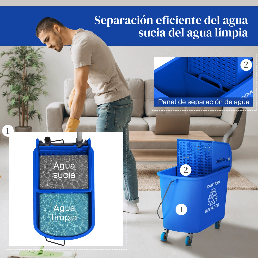 Secchio Lavapavimenti con Ruote 20 L ¨C Minimal ¨C Azzurro