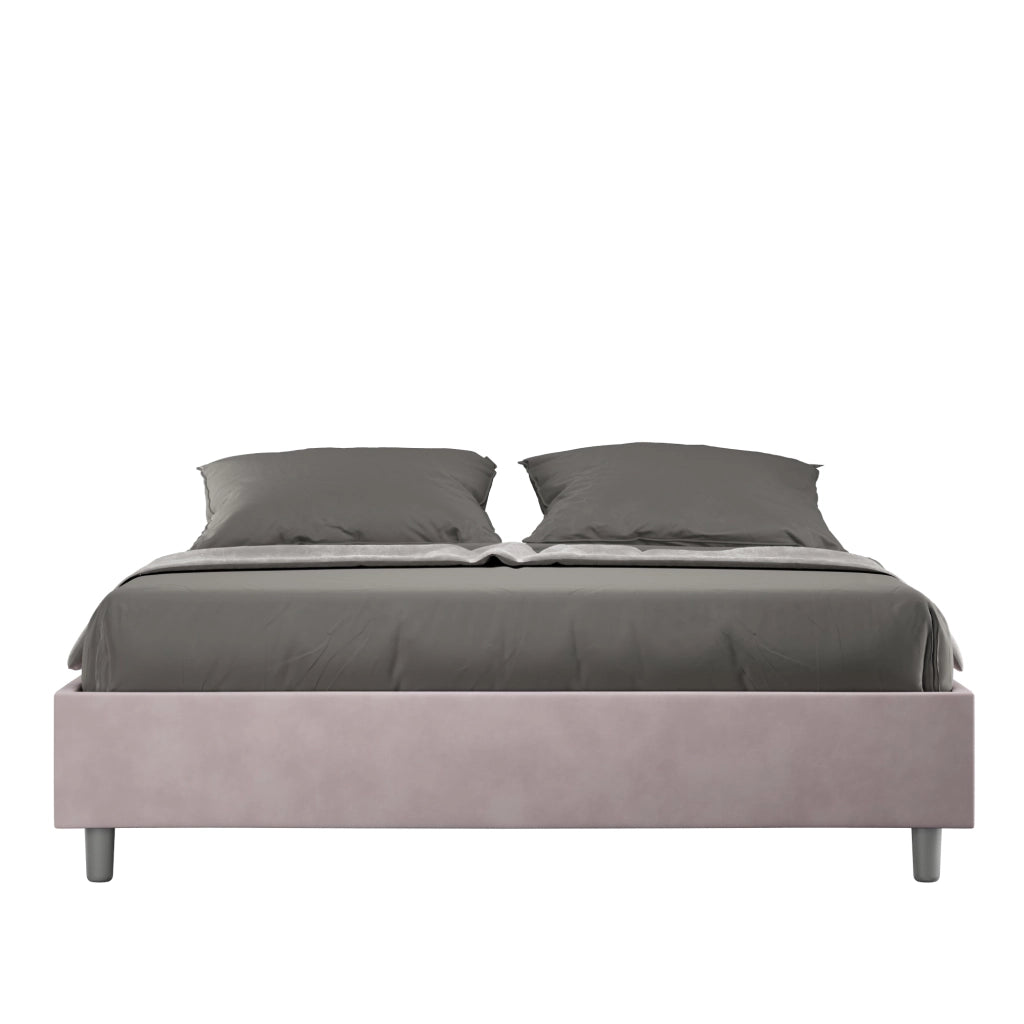 BS COM Letto matrimoniale king size con rete imbottito 170x200 microfibra glicine