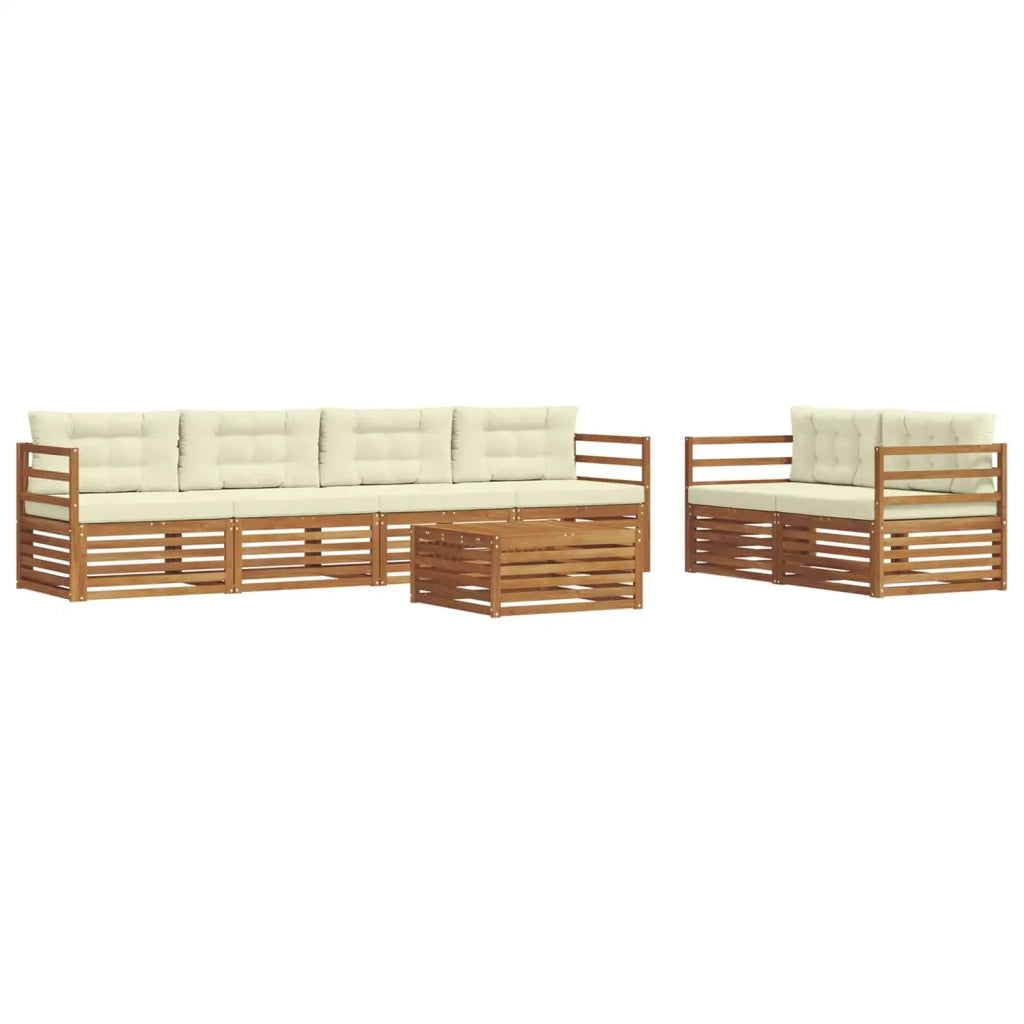 Set di divani da esterno 7 pz Naturale e Crema 3373040