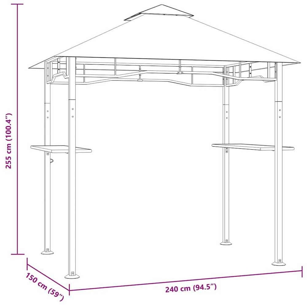 Grill Gazebo With Double Layer Roof And Bar Counters, Steel Frame Outdoor Shelter For Garden Patio Balcony, 240x150x255 Cm