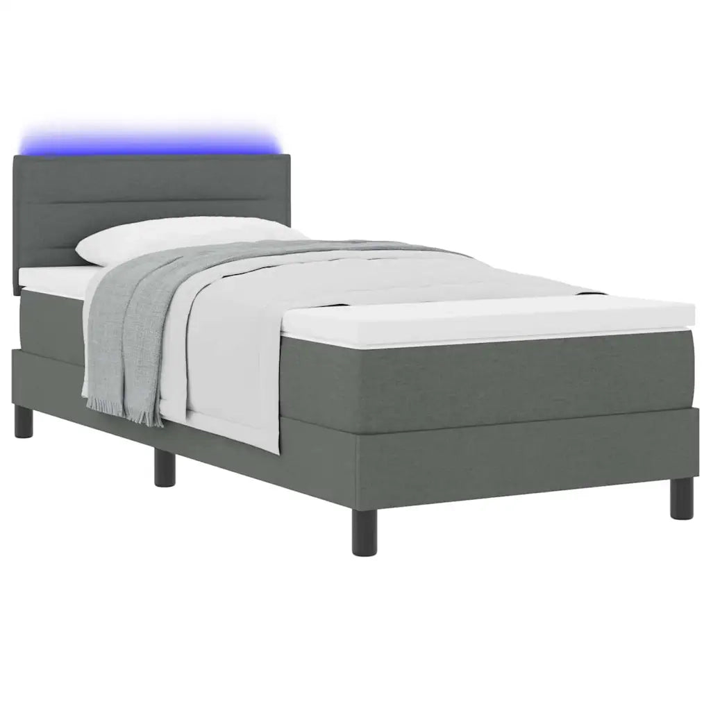 Letto a molle con materasso Grigio scuro 90 x 190 cm Tessuto