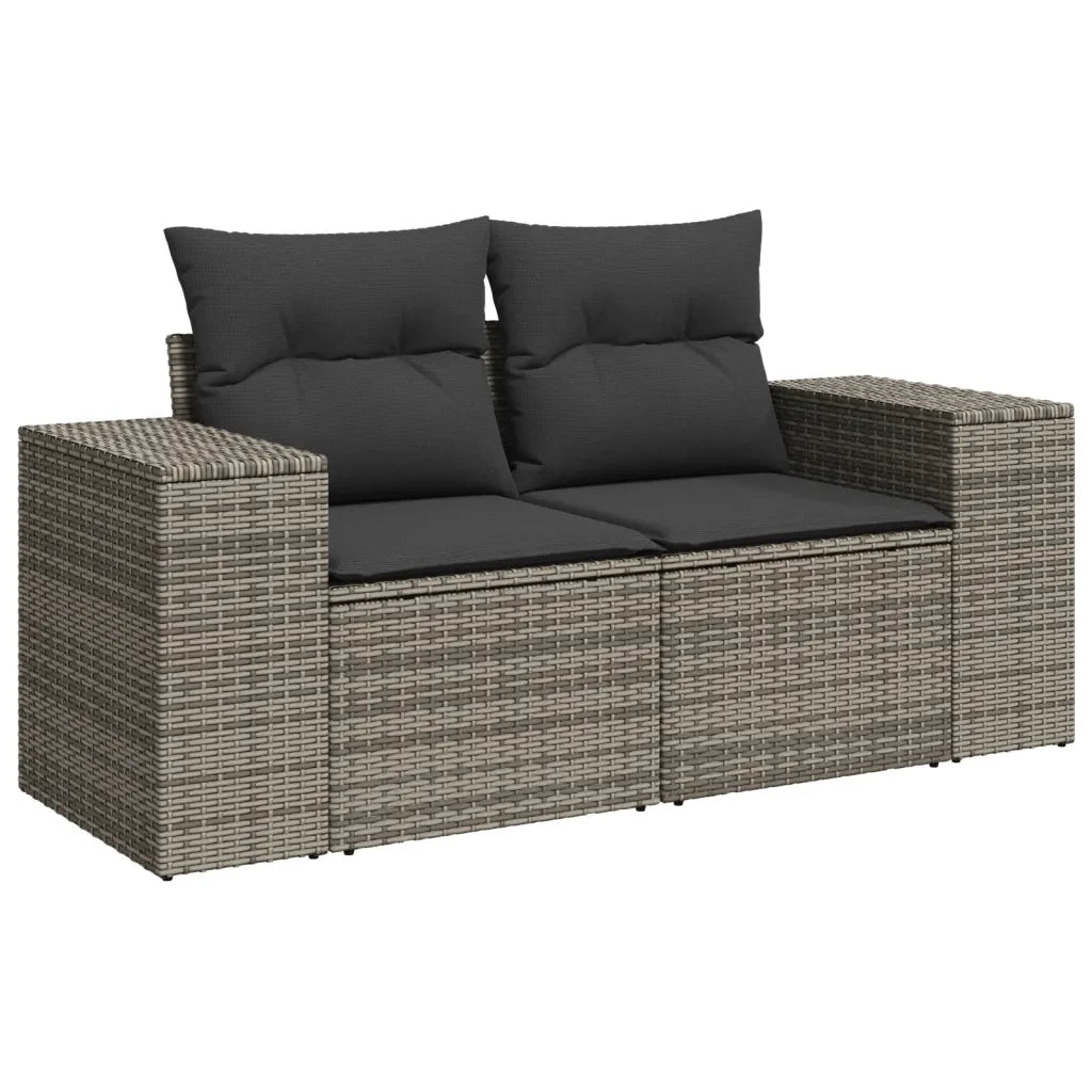 Set Divano da Giardino 9 pz con Cuscini Grigio in Polyrattan 3225535