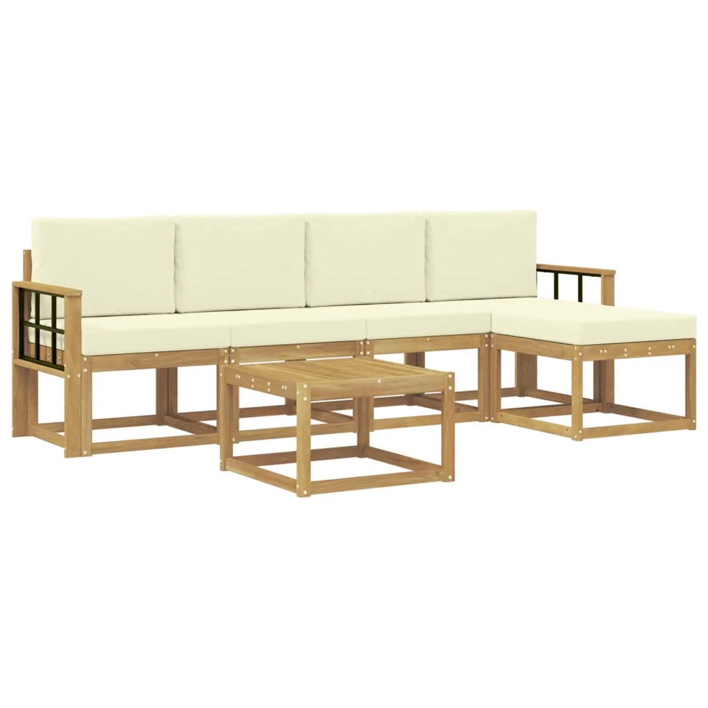 Set di divani da esterno 6 pz Bianco e Crema 3387534