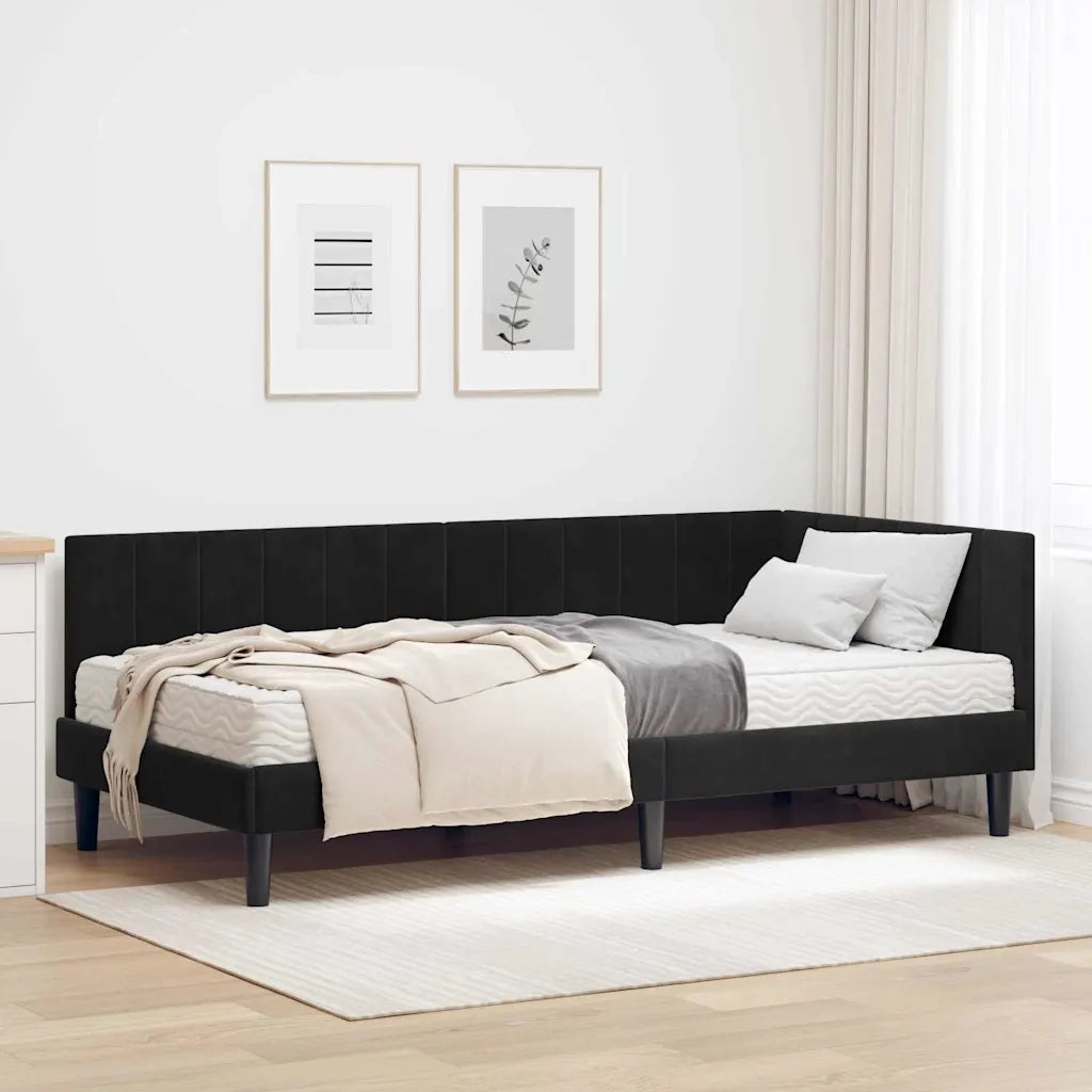 Struttura Letto Angolare con Materasso 2 pcs Nero Velluto 3393913