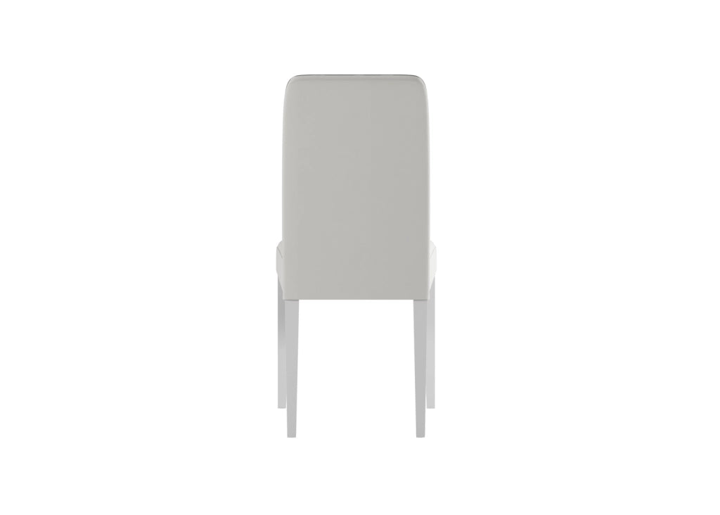 Sedia Anita in Similpelle Bianca e Grigia con Gambe in Legno di Faggio Laccato, Seduta Confortevole e Design - Ombrellificio