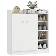 Scarpiera Ingresso con 4 Ripiani Aperti,Scarpiera Armadio Multiuso con Armadietto a 2 Ante e Ripiani Regolabili,Porta Scarpe Salvaspazio per 12 Paia,83x30x90cm,Bianco