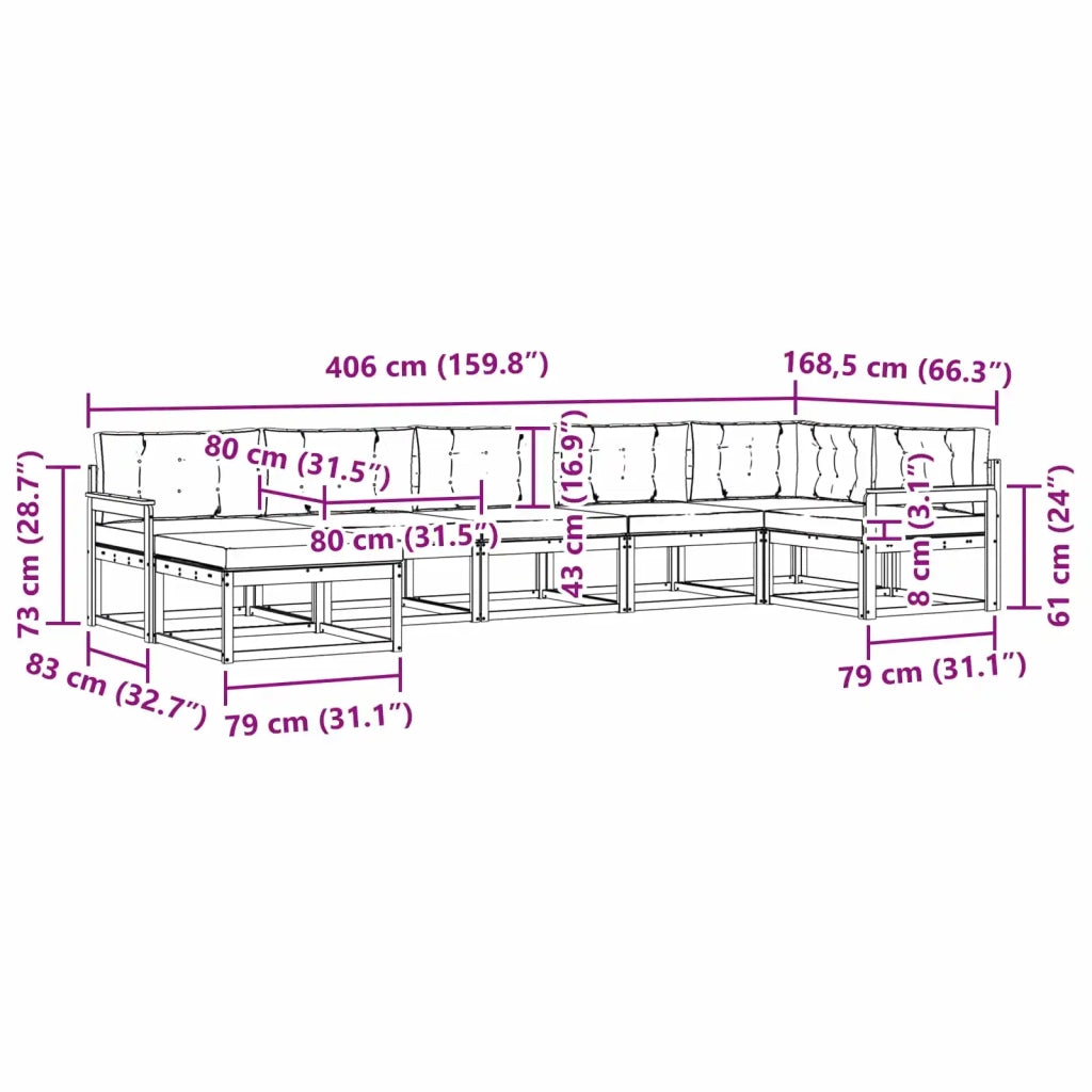 Set di divani da esterno 7 pz Bianco e Grigio Chiaro 3386750