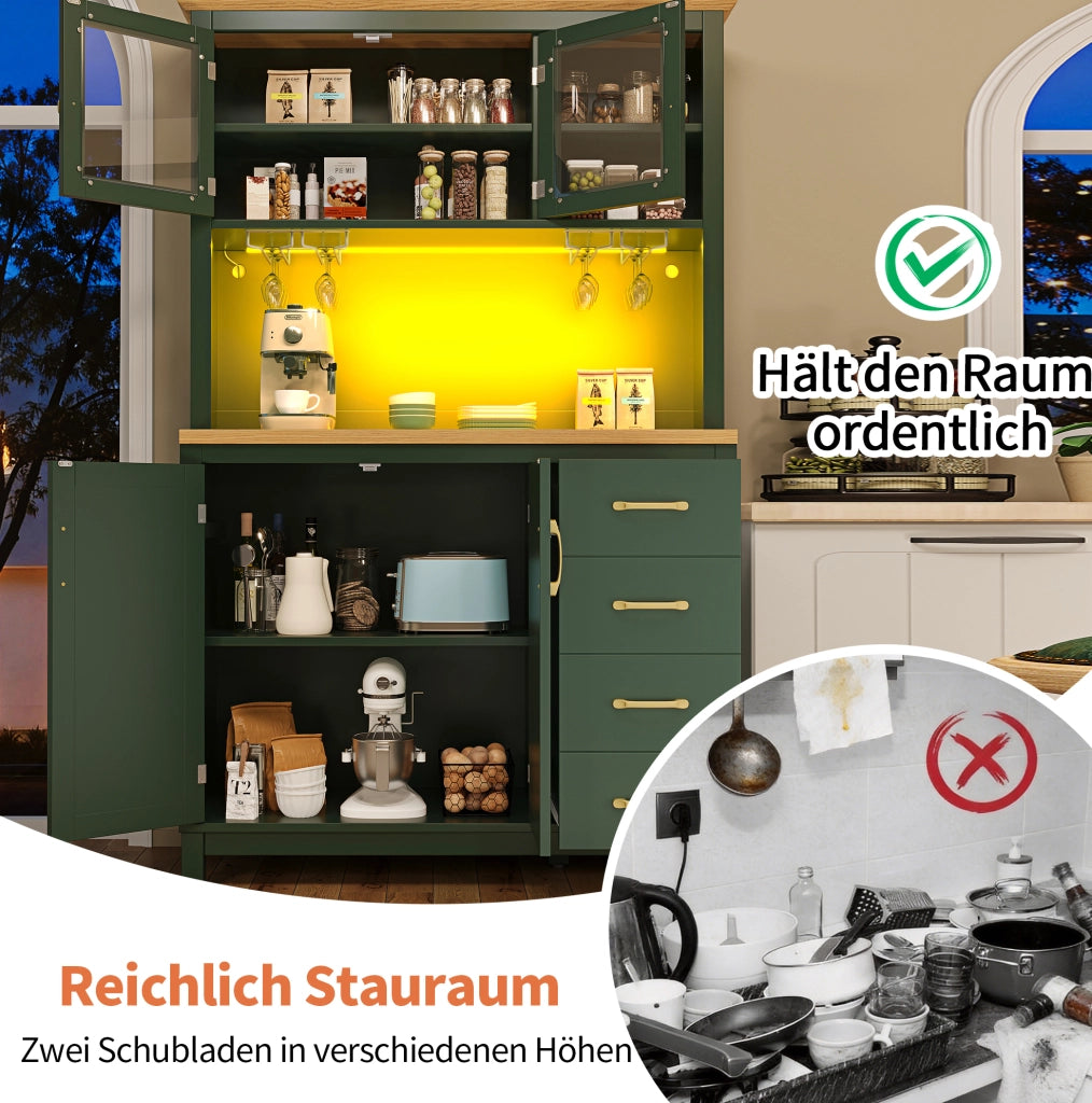 BUFFET 105,5x40x180 cm Verde in MDF con LED