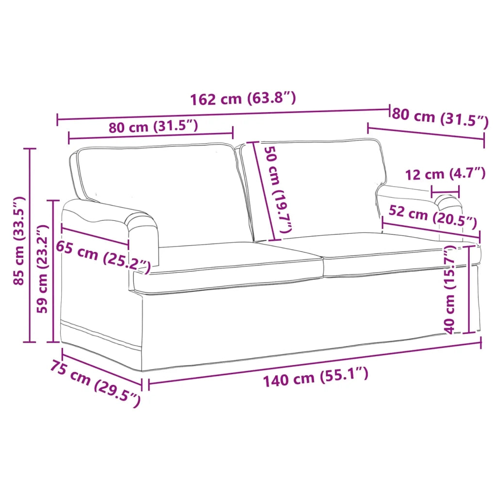Set di divani 2 pcs Crema 162 x 80 x 85 cm Tessuto 3407565