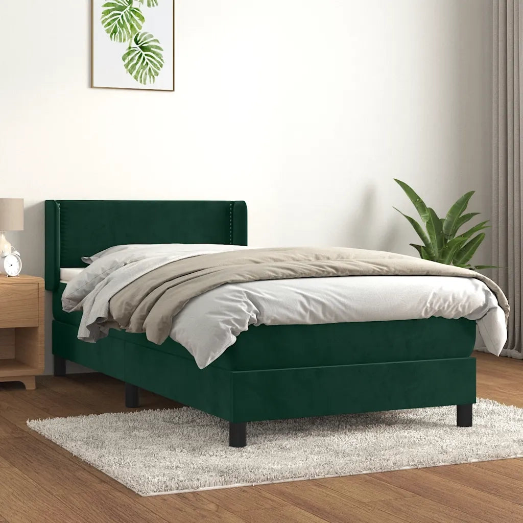 Giroletto a Molle con Materasso Verde Scuro 100x200 cm Velluto 3130886